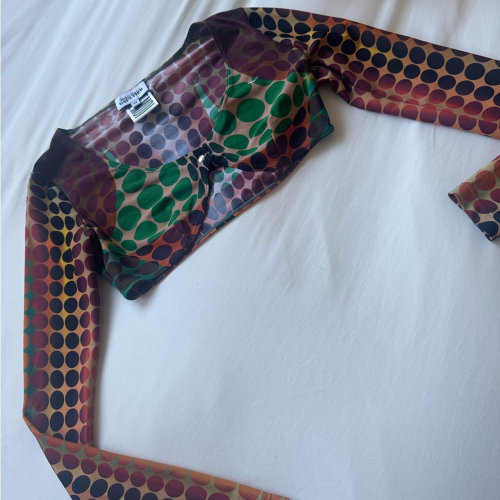 Jean Paul Gaultier Polkadot Long Sleeve Crop Top